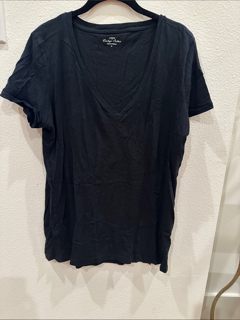J. Crew Black V-Neck Vintage Cotton Tee